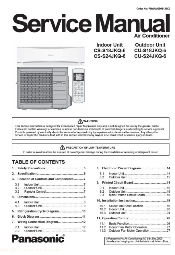 CS-S18JKQ-6, CS-S24JKQ-6, CU-S18JKQ-6, CU-S24JKQ-6